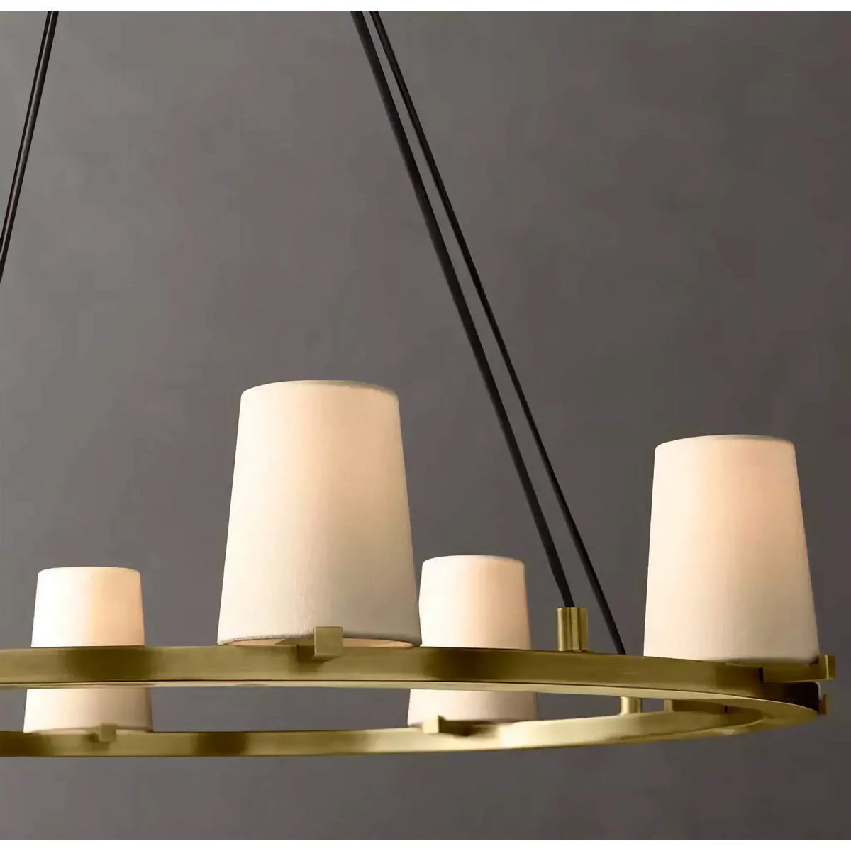 Brass Ring Chandelier with Linen Shades for Dining Room | 6 to 12 Lights 72 153 Cm (28 60 In) Wide Casalola Luxury