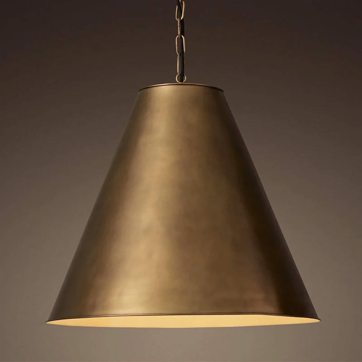 Patinated Brass Cone Pendant Light for Kitchen Island or Dining Table | 46 Cm (18.1″) Wide E27 Downlight Casalola