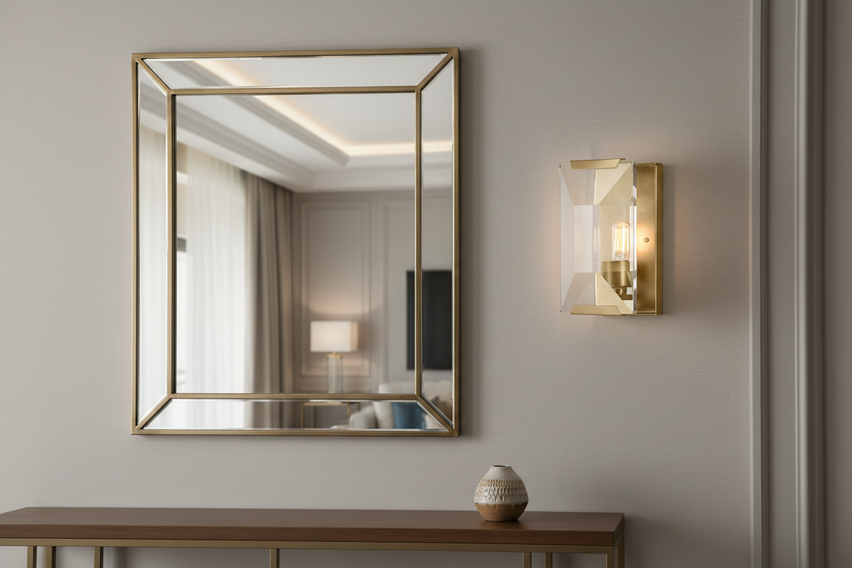 Natural Crystal & Brass Wall Sconce | Vanity Pair Black or Silver Compact Hallway Light Casalola Lights Luxury Lamps