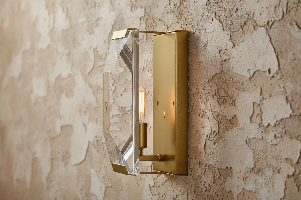 Modern Crystal Wall Sconce with Copper Frame for Hallways & Bathrooms Casalolalights Luxury Lamps Interior Designers
