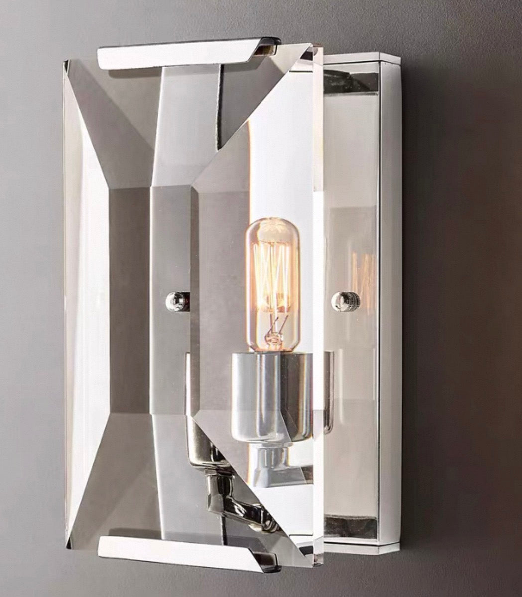 Modern Crystal Wall Sconce with Copper Frame for Hallways & Bathrooms Casalolalights Luxury Lamps Interior Designers