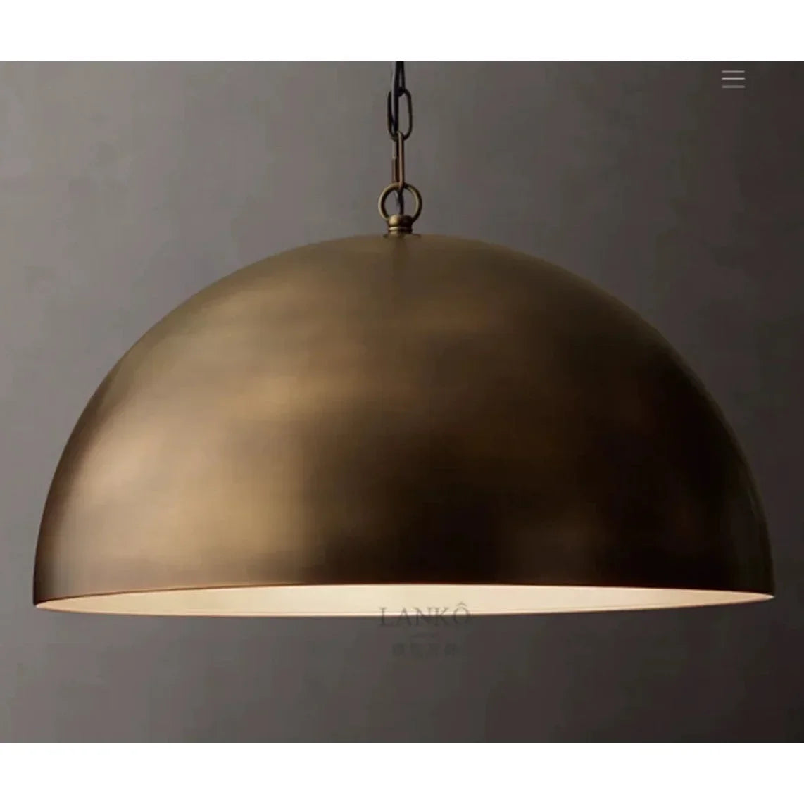 Copper Dome Pendant Light – Modern Luxury Hanging Lamp for Kitchen Dining Room or Entryway