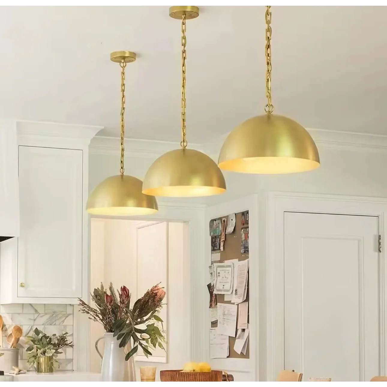 Dome Brass Pendant Light | Luxury Kitchen Island Lighting for Vintage Industrial Modern Interiors