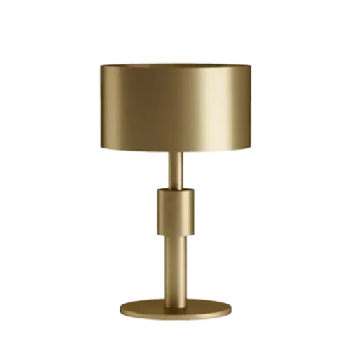 Luxury Brass Drum Table Lamp with Minimalist Metal Design for Living Room Bedroom or Office - Lamps