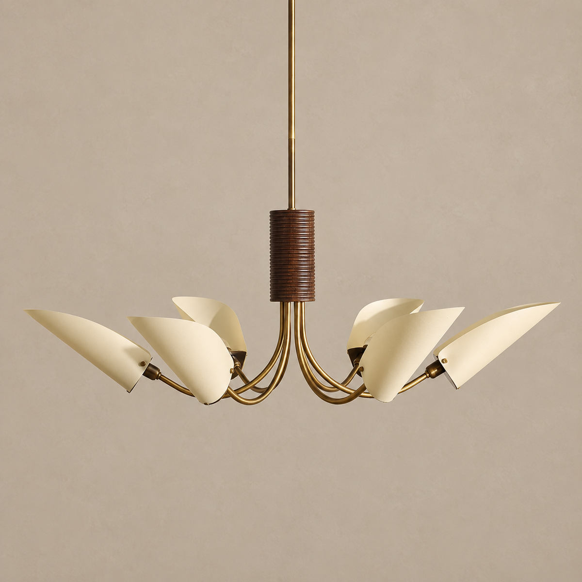 Six Light Brass Chandelier Cream Shades | Wide Sweep Without the Drop Soft Even Shallow Casalola Lights Luxury Lamps
