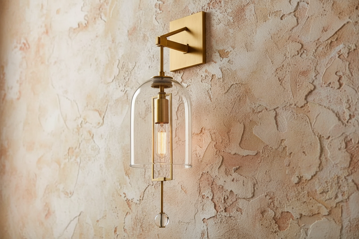 Hand Blown Glass Bell Wall Sconce Brass or Black | Tall Hallway Pair Doorway Light 59cm Warm Filament Casalola Lights