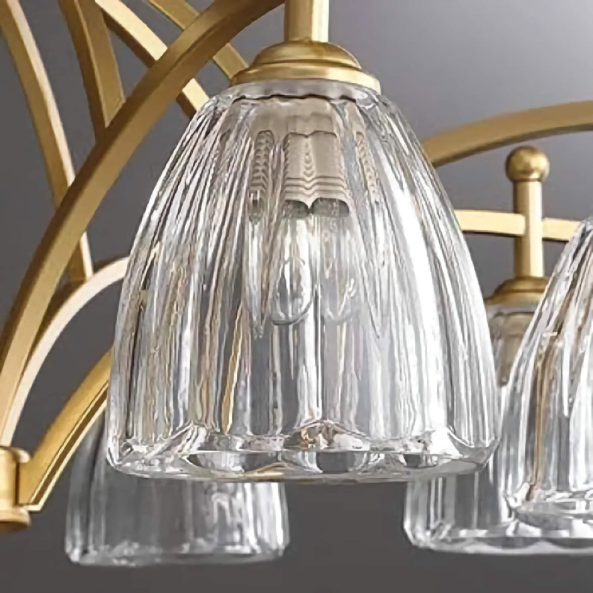 Fluted Glass Semi Flush Mount Ceiling Light for Living Room | Solid Brass 24 to 39 Inch 3 10 Lights Casalola Luxury