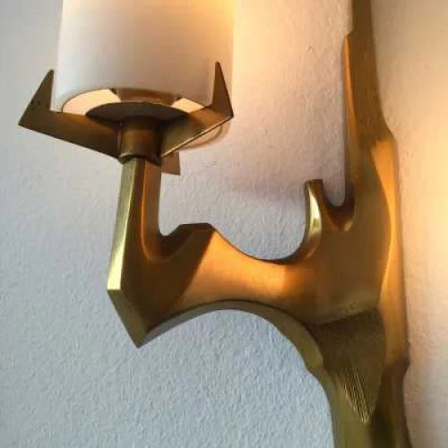 Brass & Thick Glass Low Profile Wall Sconce | Staircase Corridor Light Vanity Pair Casalola Lights Luxury Lamps
