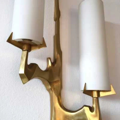 Brass & Thick Glass Low Profile Wall Sconce | Staircase Corridor Light Vanity Pair Casalola Lights Luxury Lamps