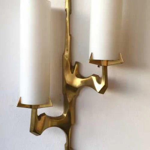 Brass & Thick Glass Low Profile Wall Sconce | Staircase Corridor Light Vanity Pair Casalola Lights Luxury Lamps