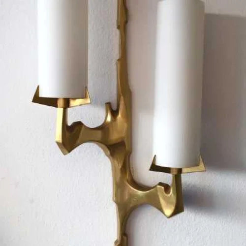 Brass & Thick Glass Low Profile Wall Sconce | Staircase Corridor Light Vanity Pair Casalola Lights Luxury Lamps