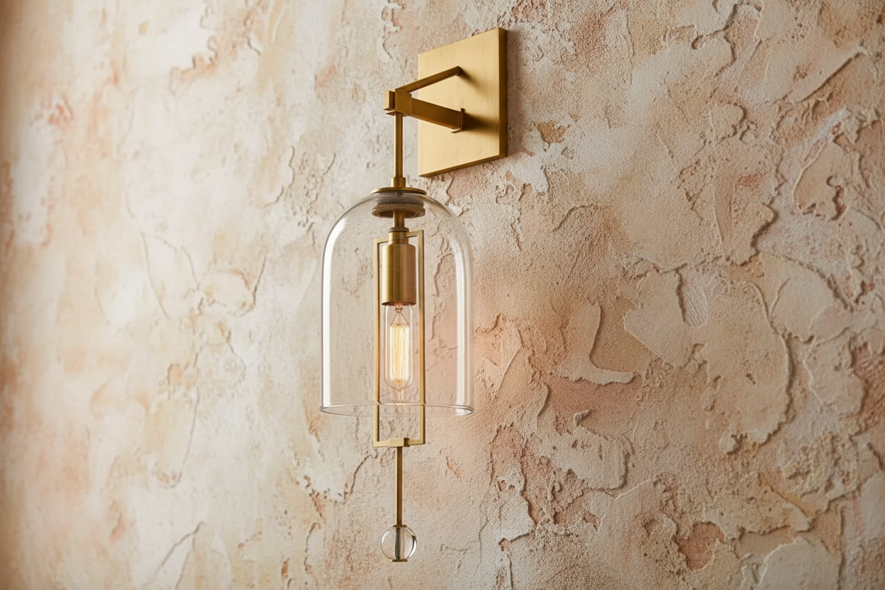 Glass and Copper Bell Wall Light for Hallway Living Room & Bedroom – Modern Vertical Sconce Casalolalights Luxury Lamps