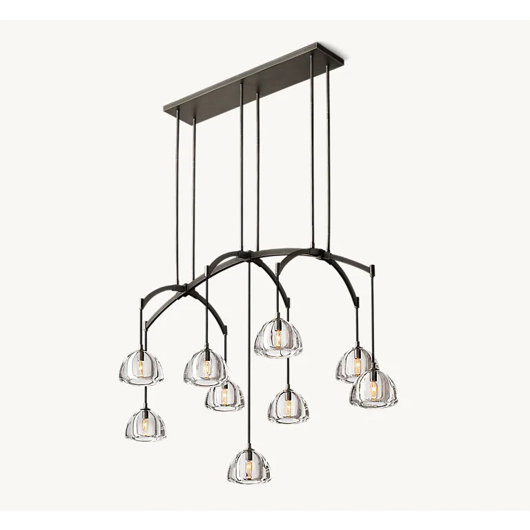 Brass Linear Glass Chandelier | Casalola Art Deco Pendant Light
