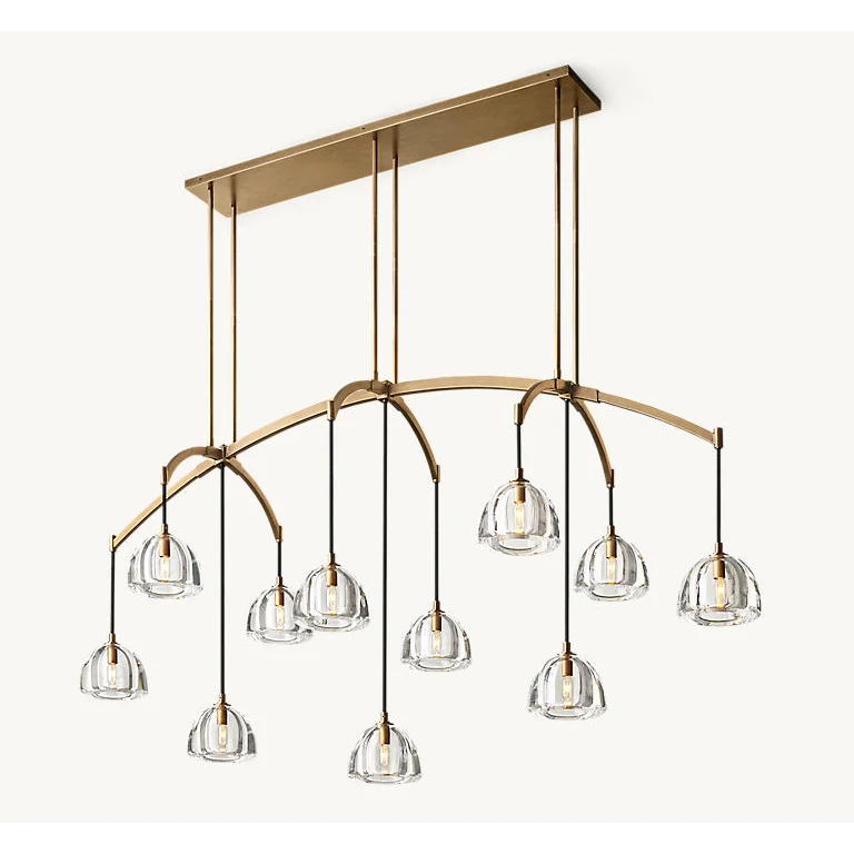 Brass Linear Glass Chandelier | Casalola Art Deco Pendant Light