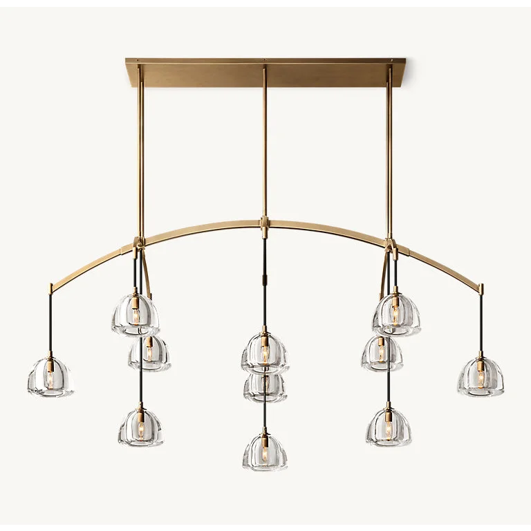 Brass Linear Glass Chandelier | Casalola Art Deco Pendant Light