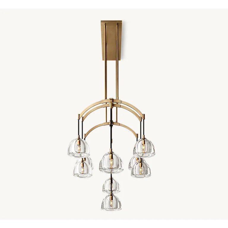 Brass Linear Glass Chandelier | Casalola Art Deco Pendant Light