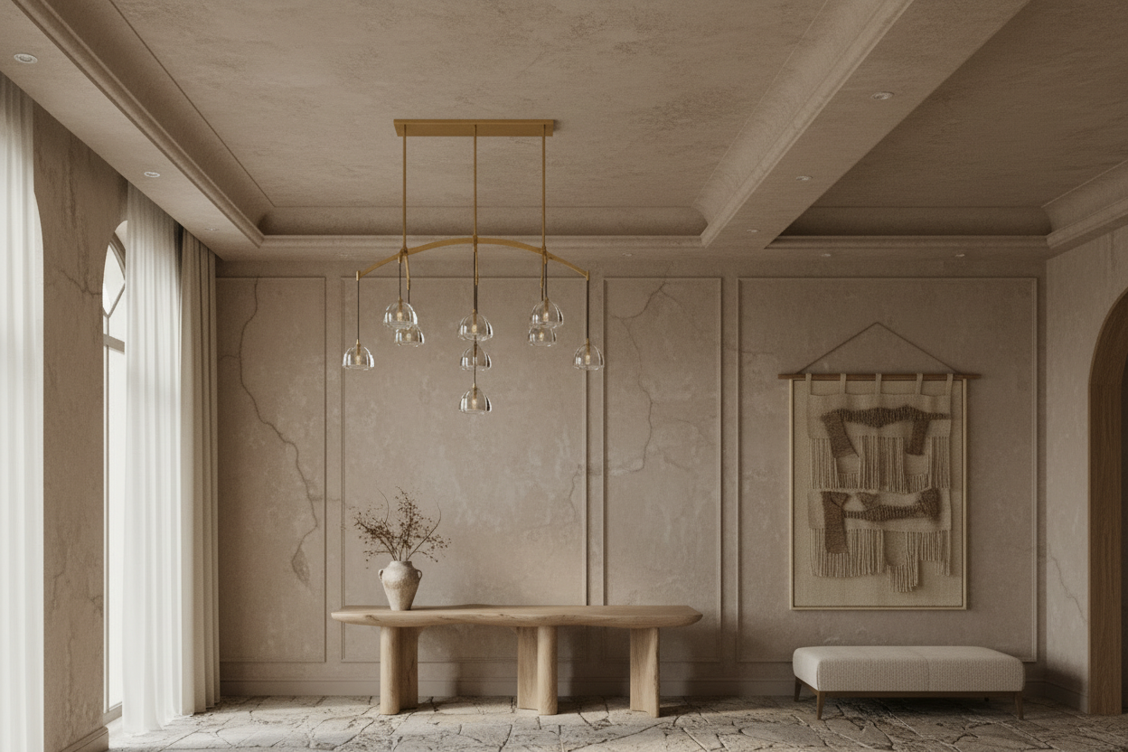 Arched Brass Chandelier 9-light Hand-blown Glass Drops – Casalola Lights Casalolalights Luxury Lamps for Interior
