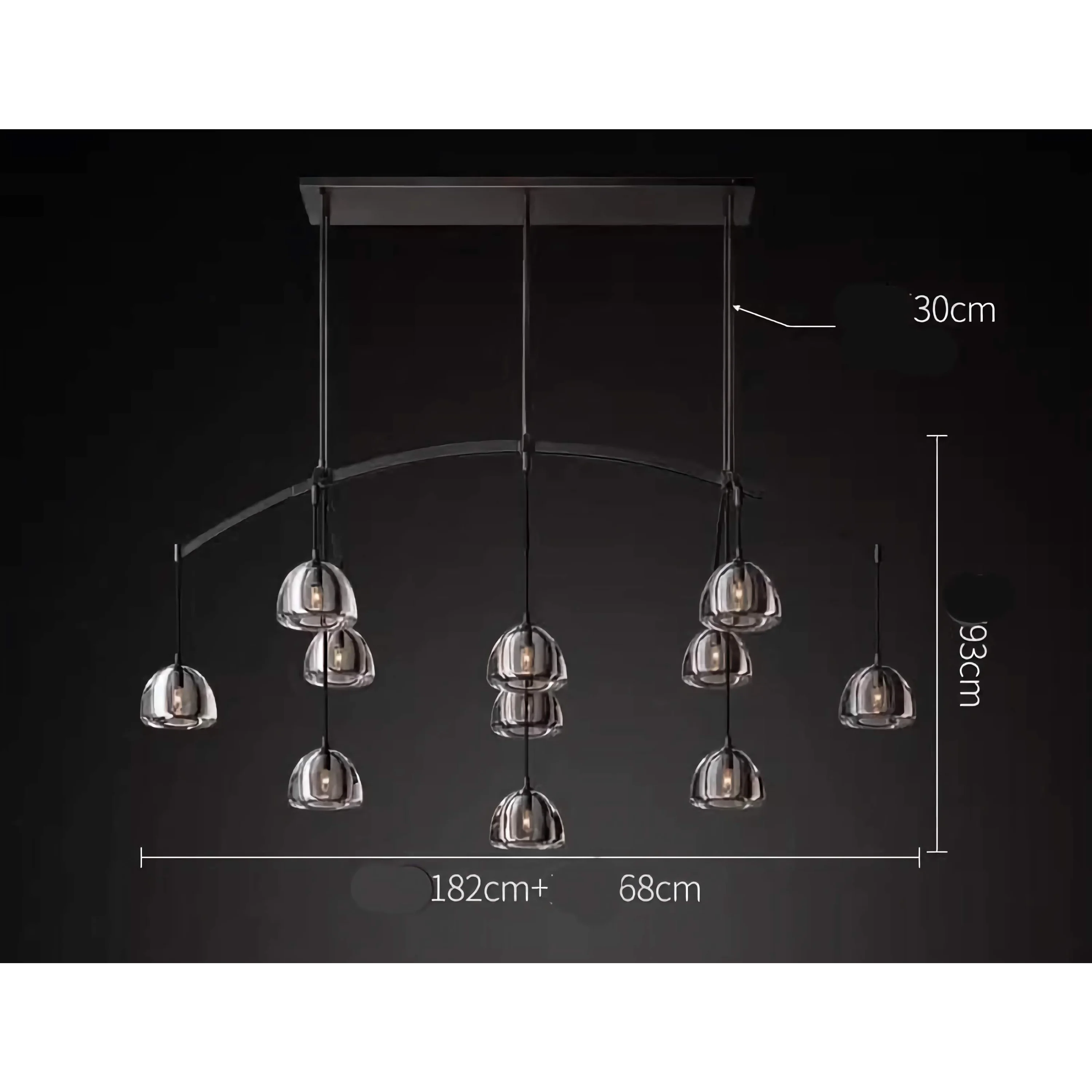 Brass Linear Glass Chandelier | Casalola Art Deco Pendant Light