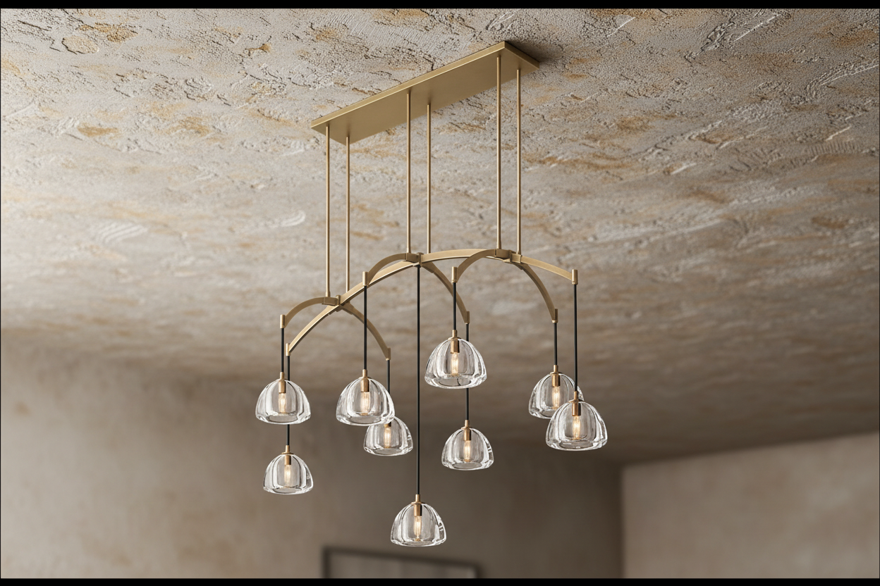 Arched Brass Chandelier 9-light Hand-blown Glass Drops – Casalola Lights Casalolalights Luxury Lamps for Interior