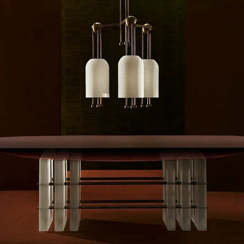 Solid Copper Linear Suspension | Hand-cast Biscuit Porcelain | 94cm Gallery Grade Dining Light | Casalola Lights