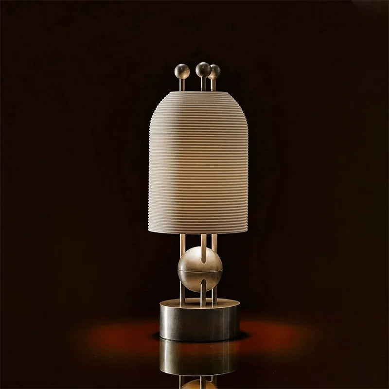 Brass Sculptural Table Lamp for Living Room and Library | Ribbed Dome Shade Modern 70 Cm Casalola Lights Luxury Lamps