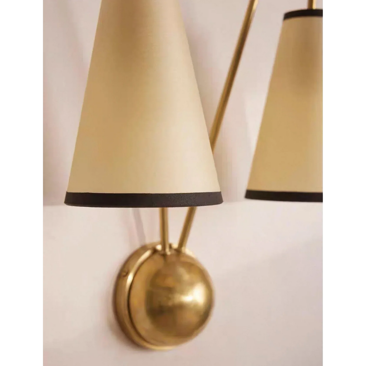 Double Arm Brass Wall Sconce Fabric Shades | Bedside Reading Light Plug in Option or Black Casalola Lights Luxury Lamps
