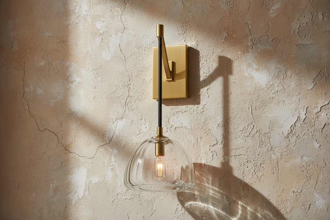 BRASS WALL SCONCE WITH GLASS SHADE | CLH8500