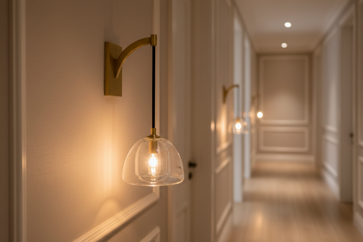 Brass & Clear Glass Arm Wall Sconce | Bedside Reading Light Plug in Option E26/e27 22cm Reach Casalola Lights Luxury