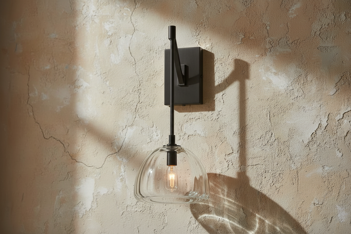 Brass & Clear Glass Arm Wall Sconce | Bedside Reading Light Plug in Option E26/e27 22cm Reach Casalola Lights Luxury