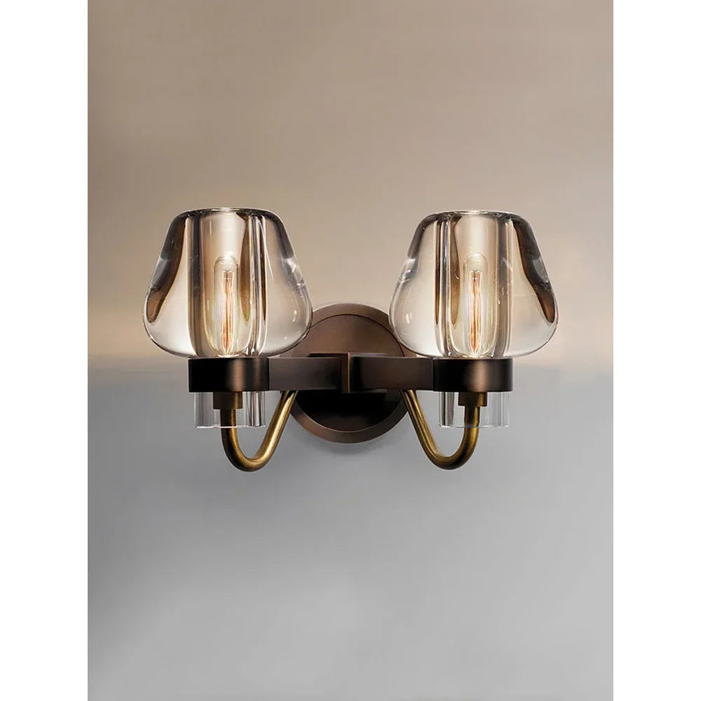 Modern Copper & Crystal Wall Sconce – Luxury Bedroom Hallway Light Fixture