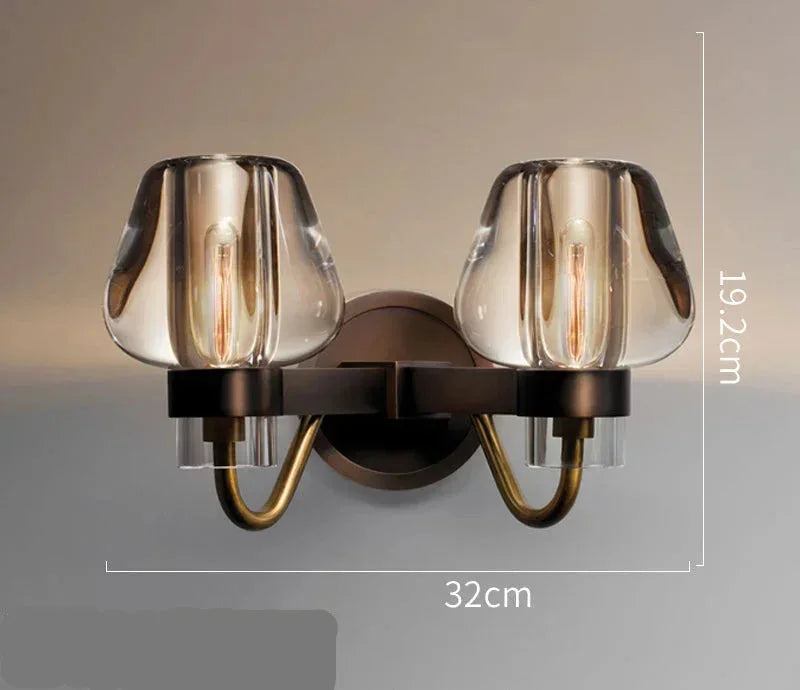 Modern Copper & Crystal Wall Sconce – Luxury Bedroom Hallway Light Fixture