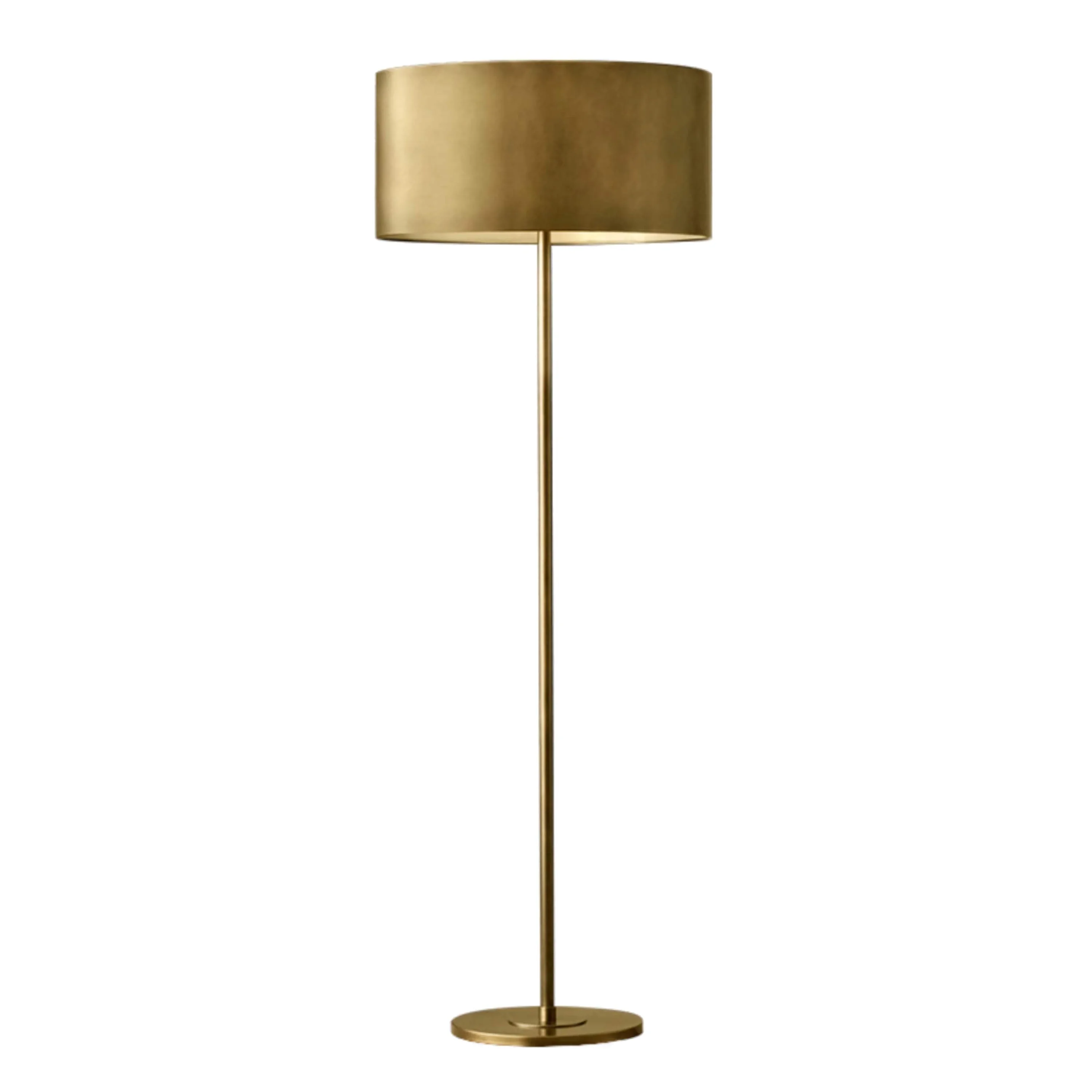 Brushed Brass Drum Floor Lamp | Belgian Studio Dimmable Lighting