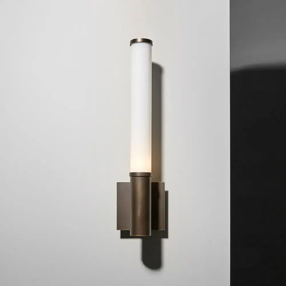 Brushed Bronze Tube Sconce | Vertical Modern Wall Lighting - Sconces