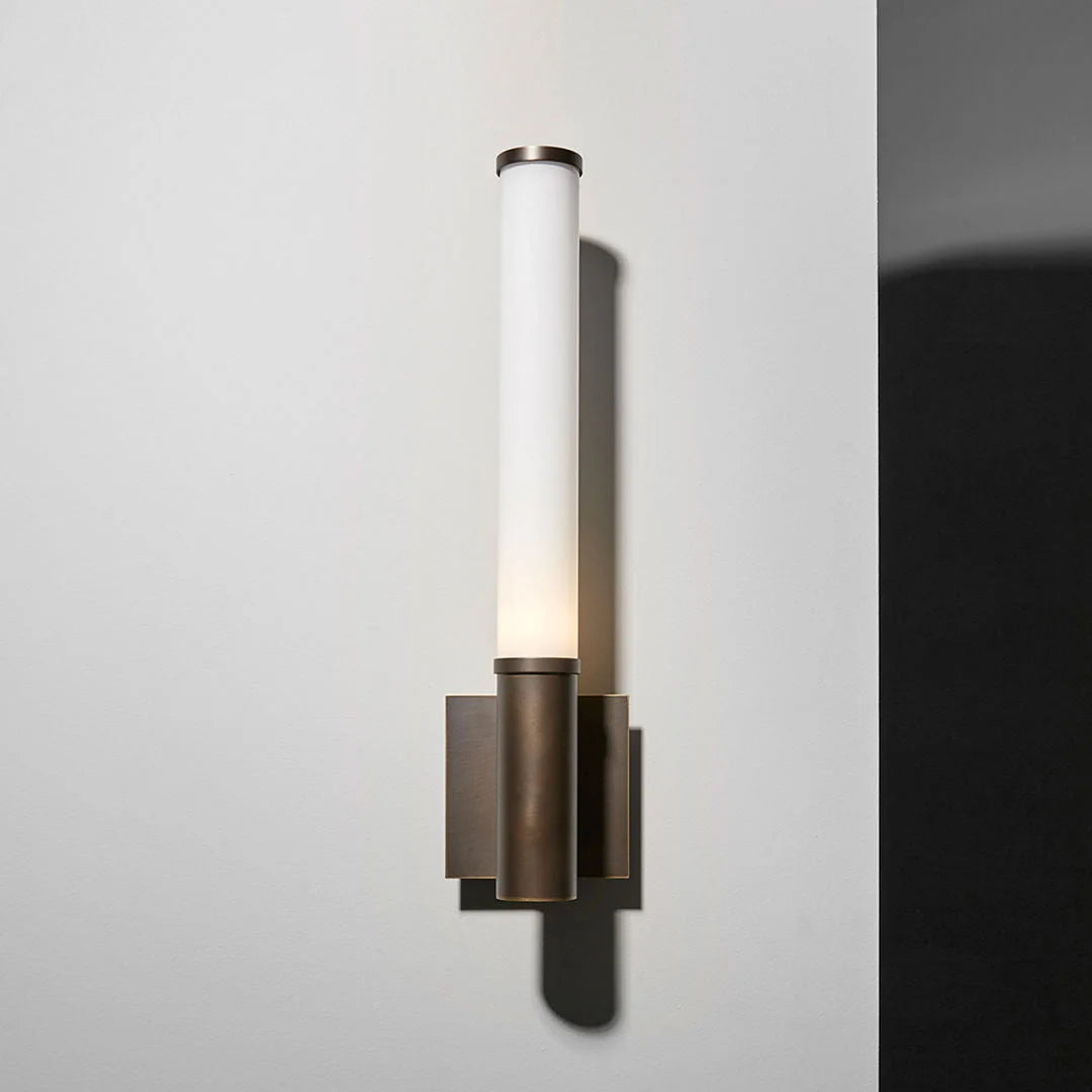 Brushed Bronze Tube Sconce | Vertical Modern Wall Lighting