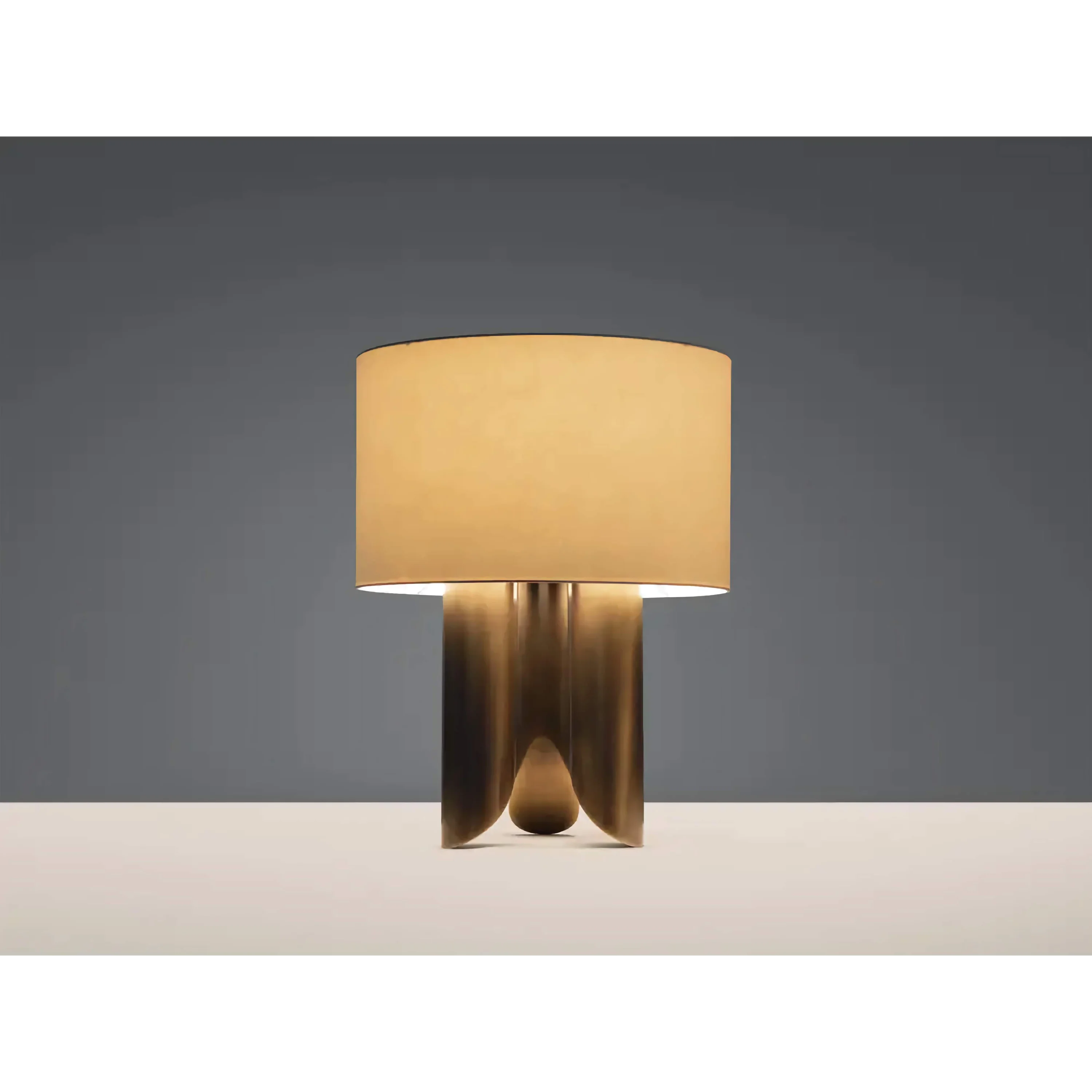 Brushed Copper Base Table Lamp | Drum Shade Modern Accent