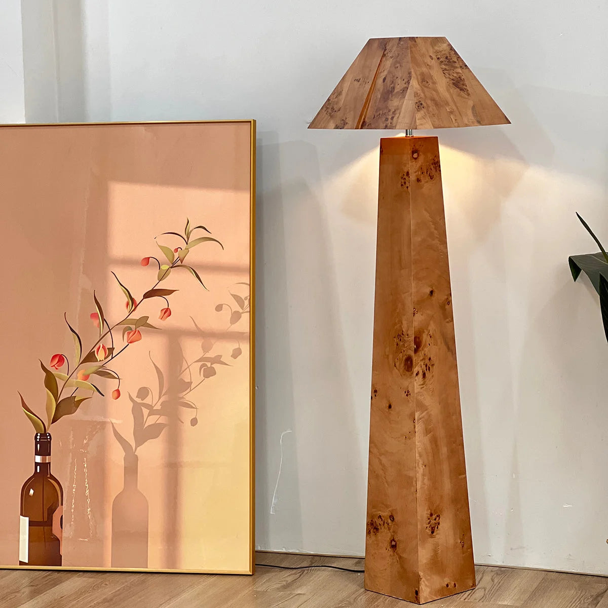 Burlwood Columnar Floor Lamp | Sculptural | Ambient Living Room Lighting