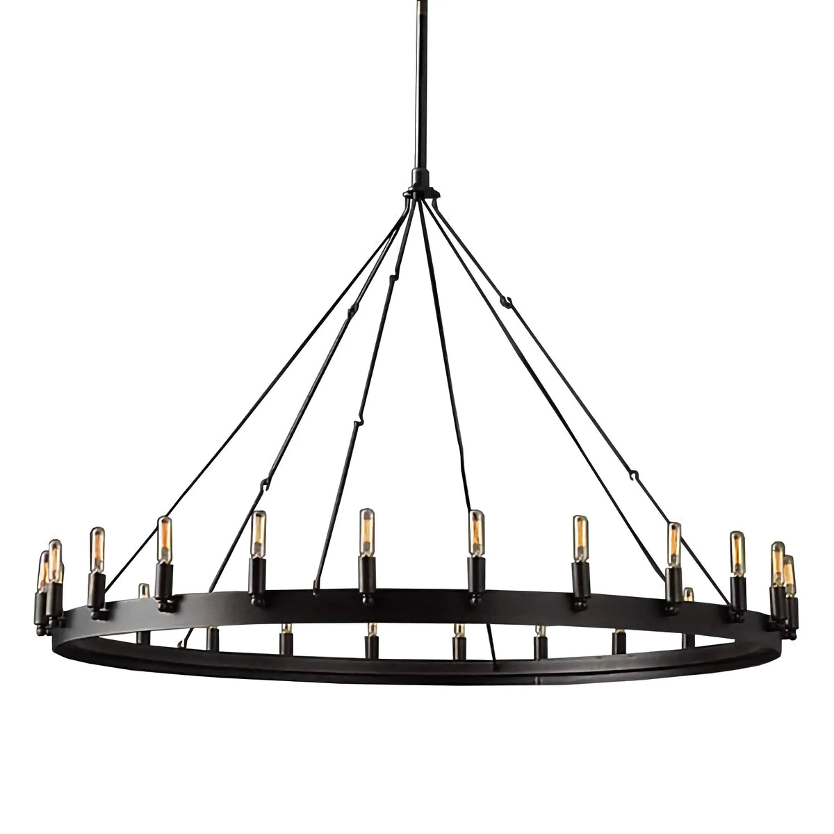 Black Candle Ring Chandelier for Dining Room | Stainless Steel 68 to 155 Cm (27 61 In) 12-34 Lights Casalola Luxury