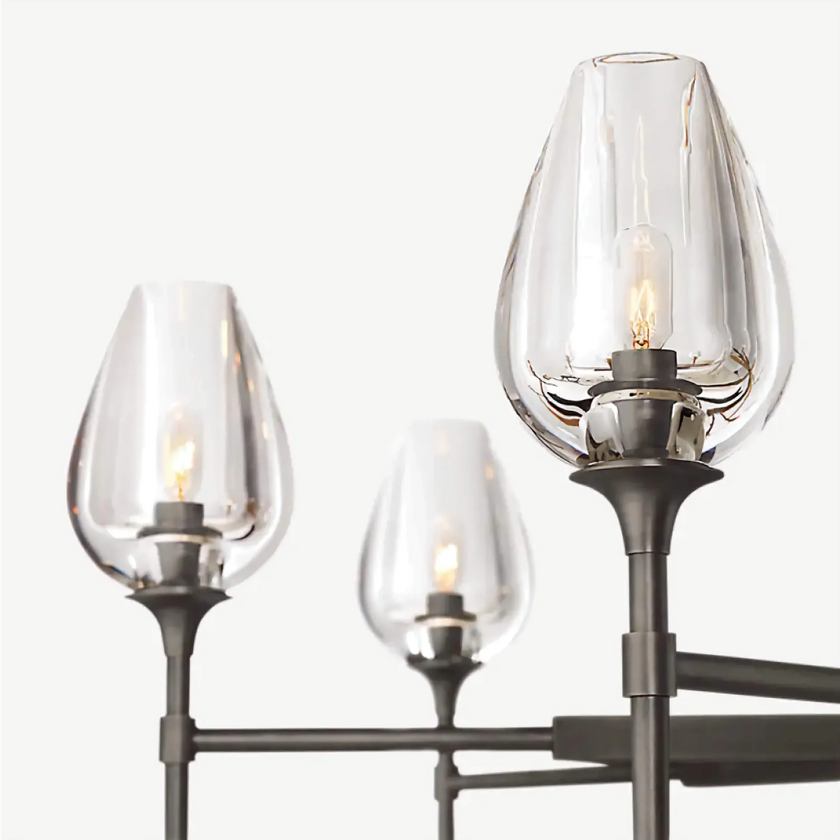 Smoked Glass Chandelier for Dining Room | Tulip Candle Shades Brass or Black 27 42 54 Inch Wide Casalola Lights Luxury