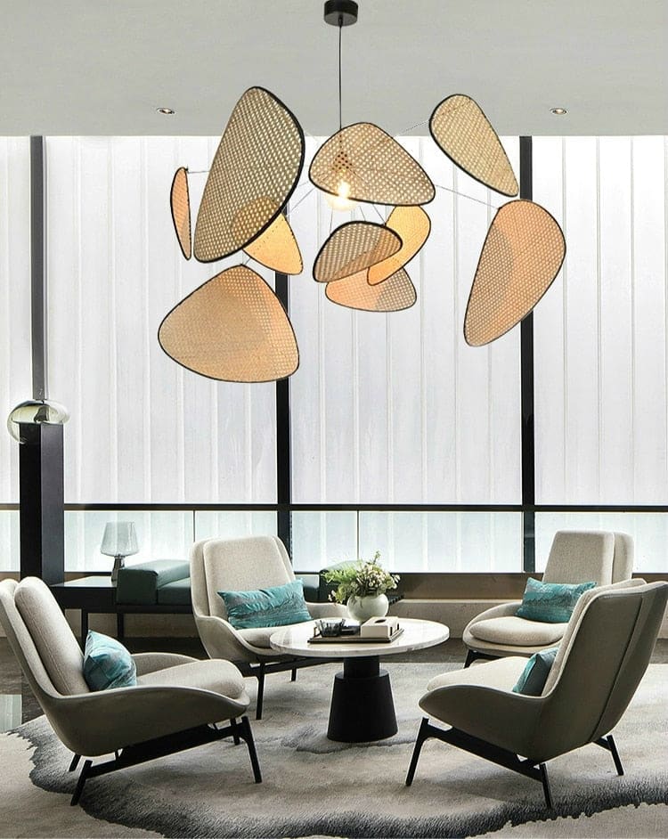 Cannage Hand-crafted Suspension | Timeless Wicker Chandelier | Parisian Chic and Coastal Design - Chandeliers