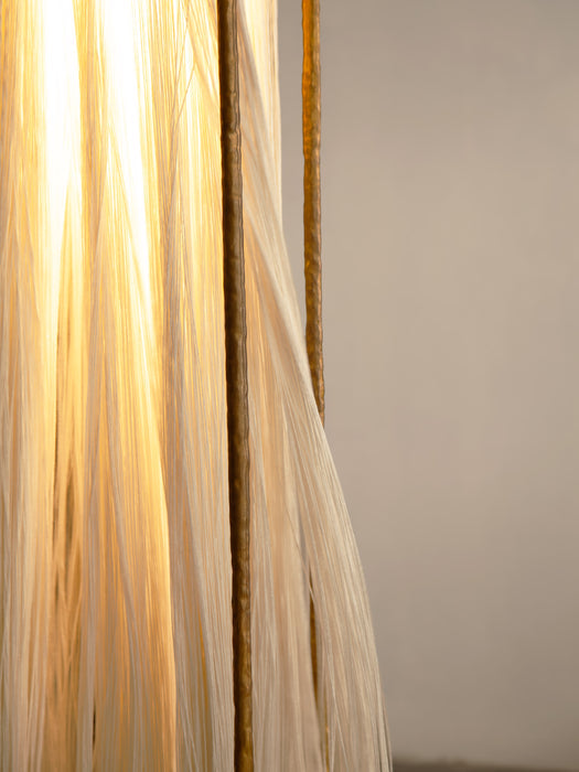 Silk Tassel 4 Light Floor Lamp Brass Tone | Tall 183cm Art Deco Column G9 Lamps Narrow 35cm Profile Casalola Lights