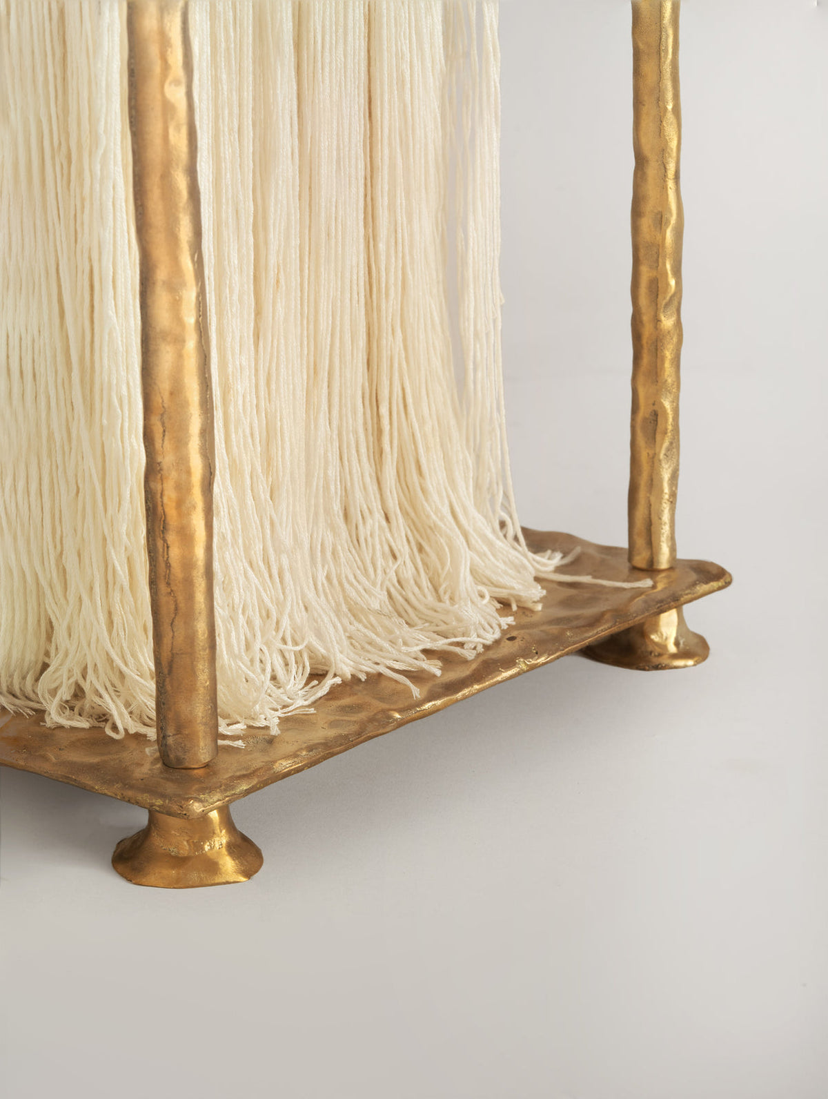 Silk Tassel 4 Light Floor Lamp Brass Tone | Tall 183cm Art Deco Column G9 Lamps Narrow 35cm Profile Casalola Lights