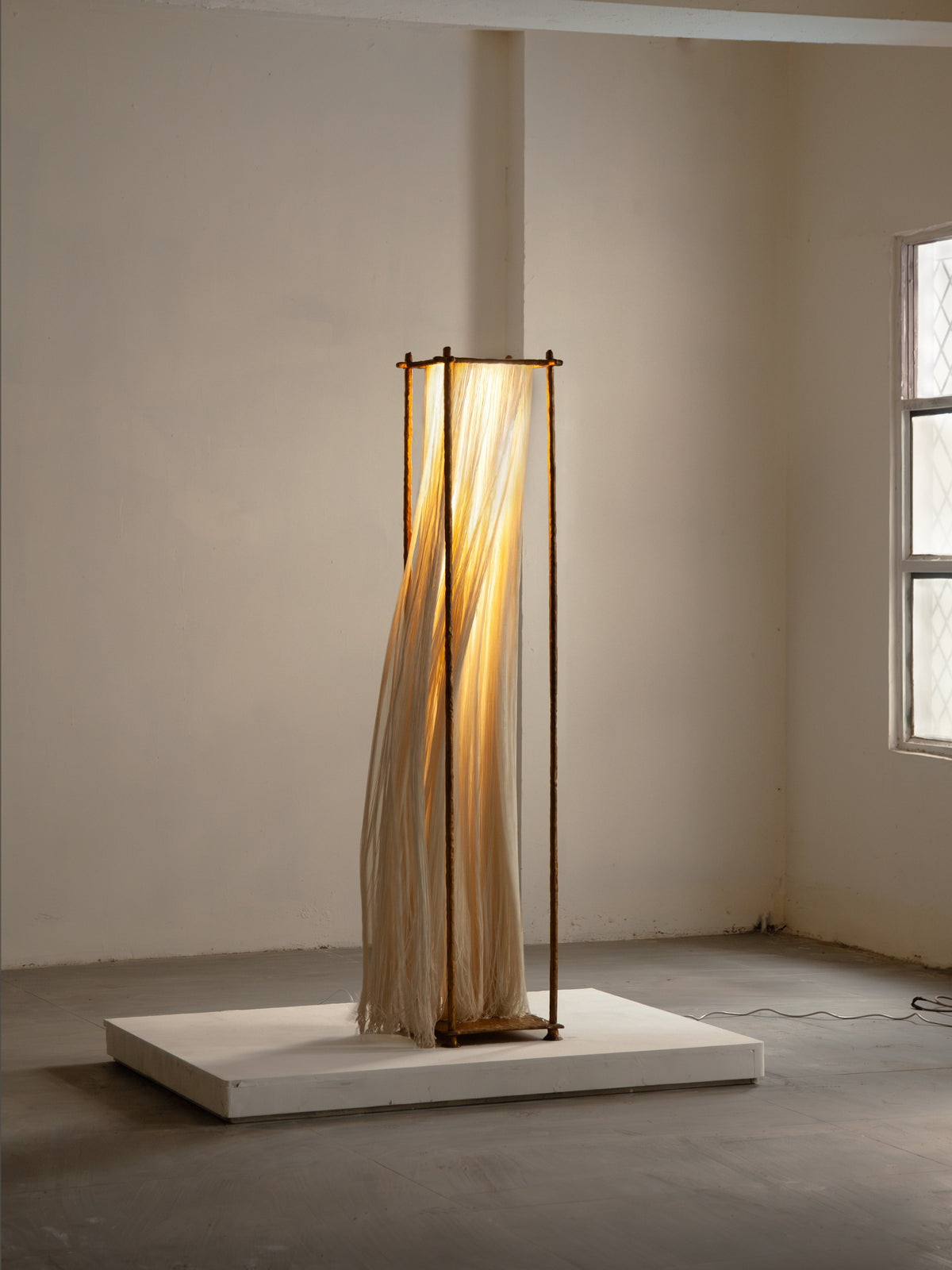 Silk Tassel 4 Light Floor Lamp Brass Tone | Tall 183cm Art Deco Column G9 Lamps Narrow 35cm Profile Casalola Lights