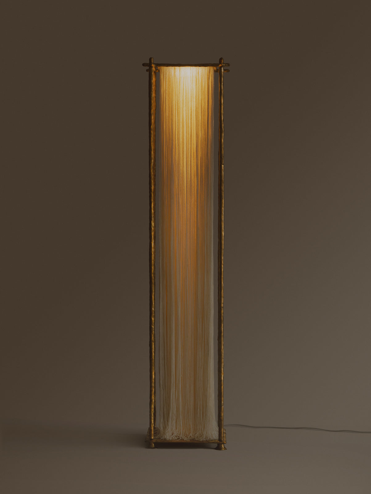 CASCADE SILK TASSEL COLUMN FLOOR LAMP | 183CM ANTIQUE BRASS SCULPTURAL SERIES - Floor Lamps