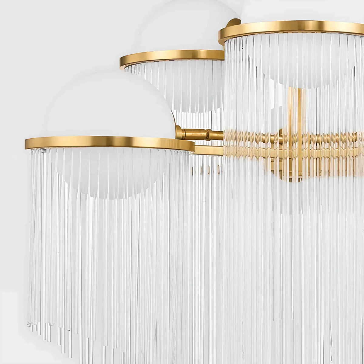Crystal Chandelier for Dining Room Brass | Cascading Rods and Opal Globes 31.5 Inch 6 Light Casalola Lights Luxury