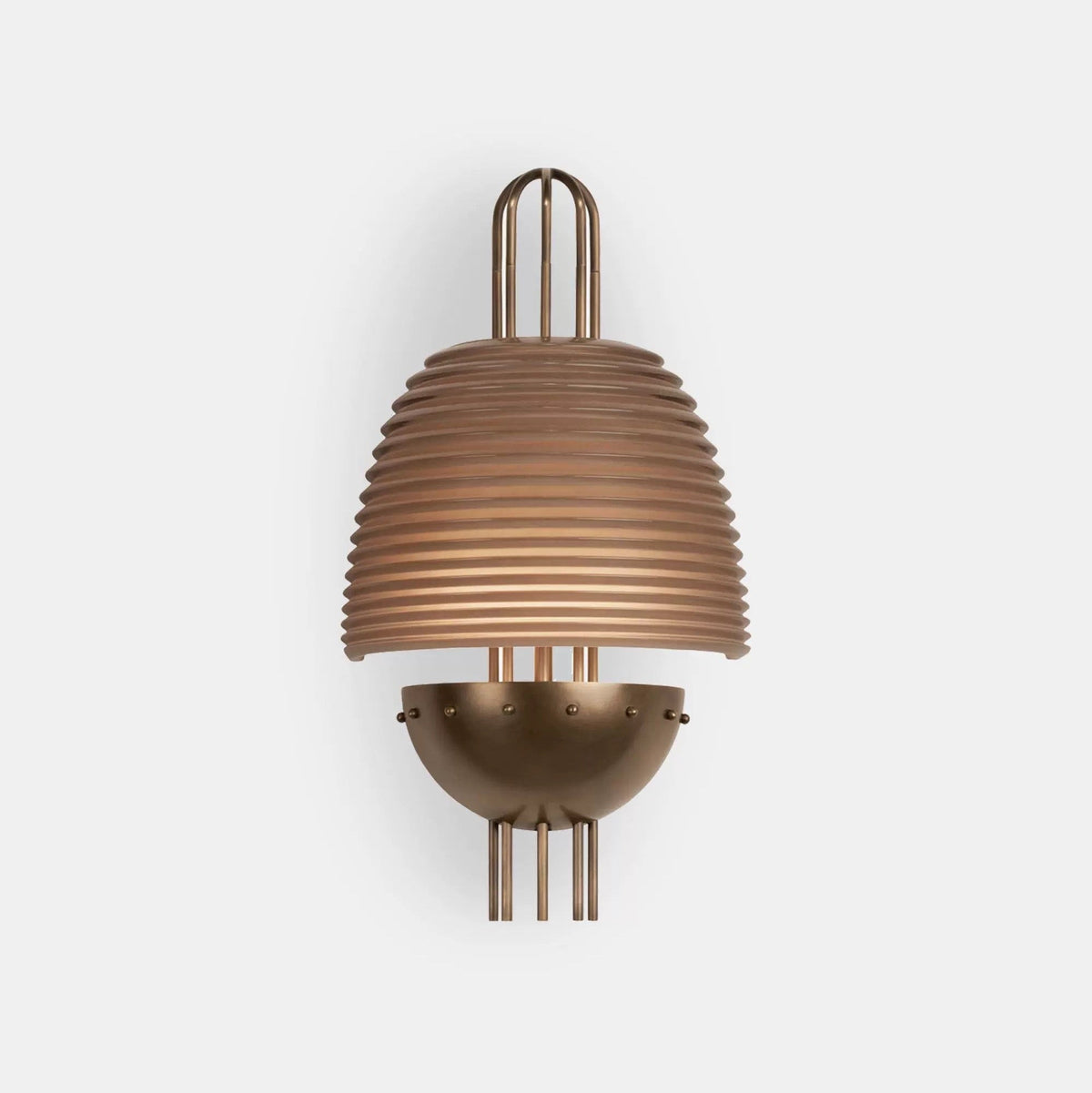 Solid Copper & Amber Ribbed Glass Wall Sconce | Art Deco Hallway Light Stair Dining Room Pair Casalola Lights Luxury