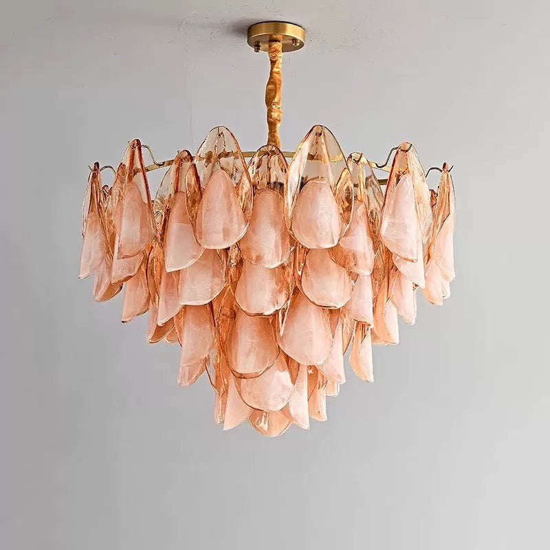 Art Deco Glass and Brass Chandelier for Dining Room Round Modern Ceiling Light in 60 Cm or 80 Size Casalolalights