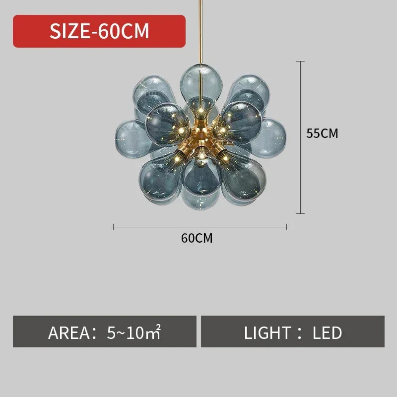 Eclectic Chandelier | Contemporary Hand Blown Glass | Luxury Flush Mount Installation