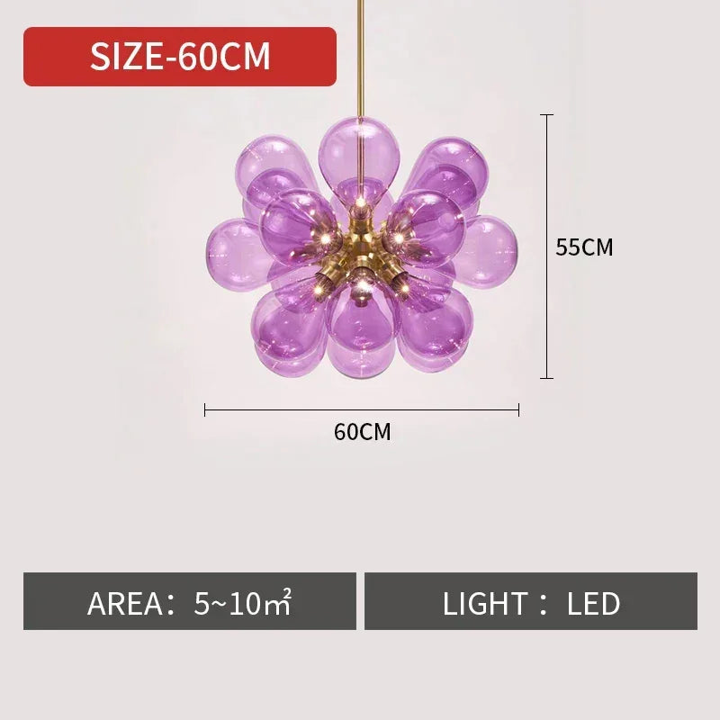 Eclectic Chandelier | Contemporary Hand Blown Glass | Luxury Flush Mount Installation