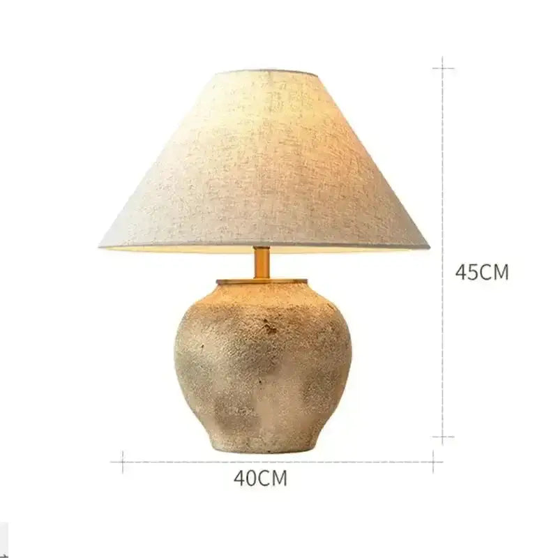 Ceramic Led Floor Lamp | Wabi Sabi Vintage Bedside Table for Luxury Designer Homes - Lamps