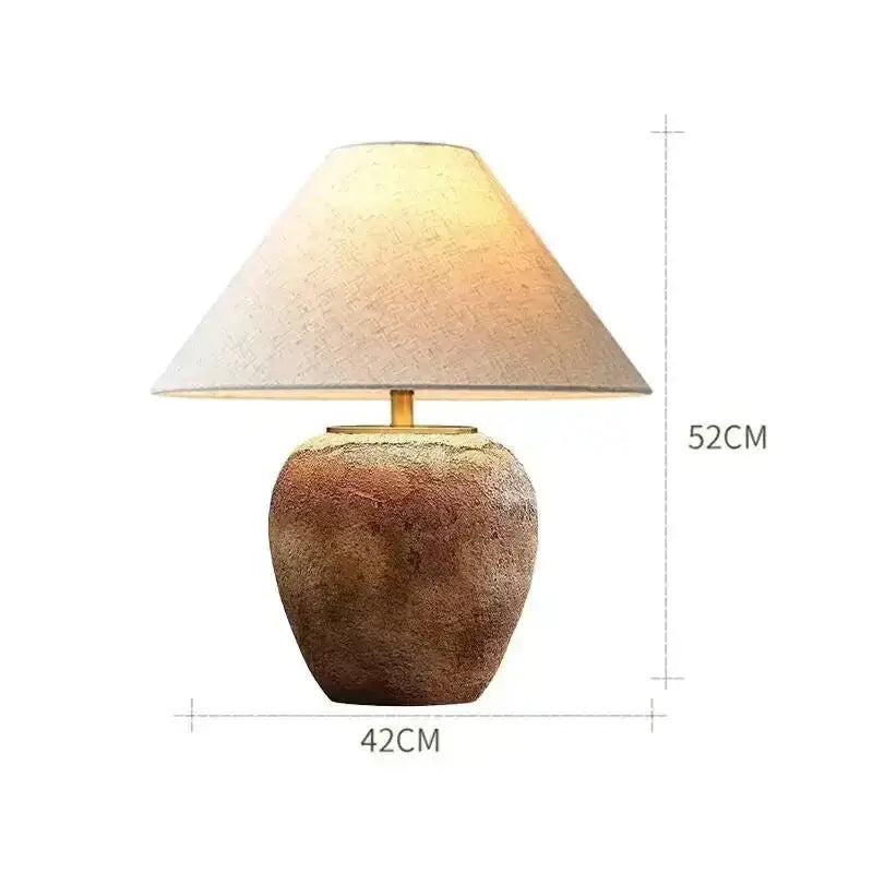 Ceramic Brown Table Lamp for Japandi Minimalism Wabi Sabi Decor - Lamps